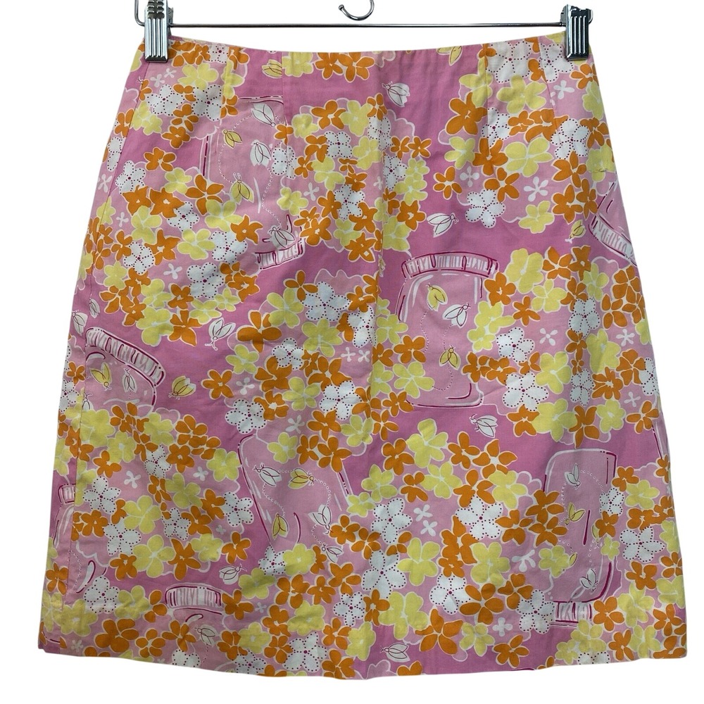 Vintage Lilly Pulitzer Mini Skirt Women Sz 0 Floral Lined Tropical Ditzy Pastel